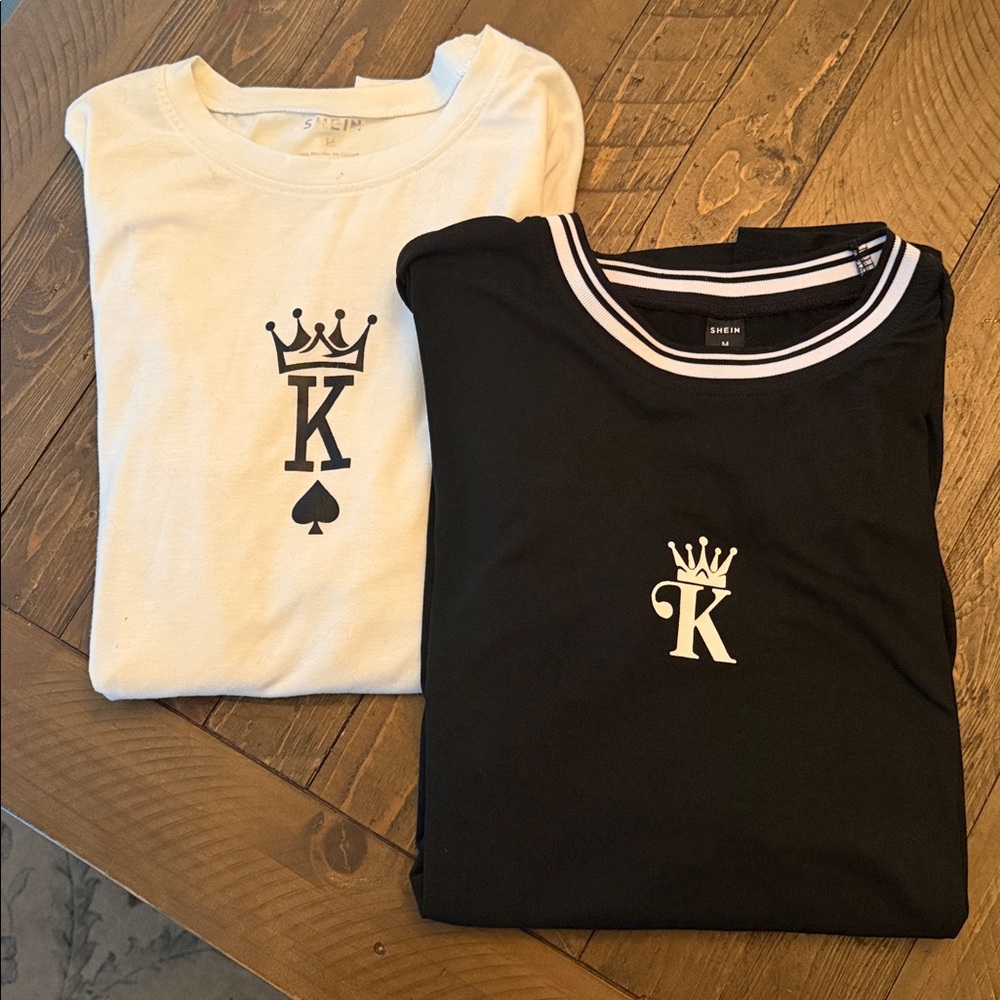 Bundle of 2 SHEIN Black and White Short Sleeve Tees